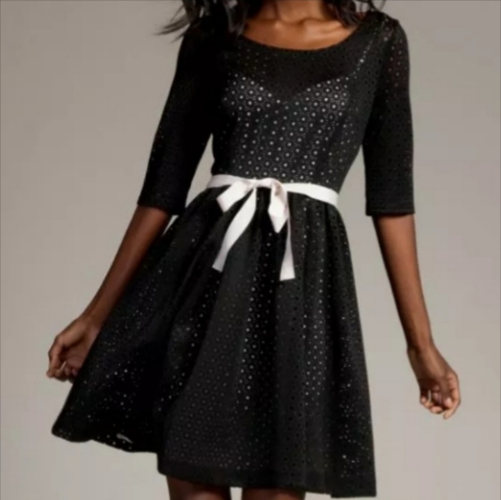 Tracy Reese Black Eyelet Lined Dress Size 13